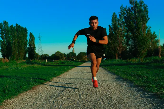 a man running on a path